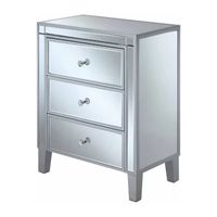 Gold Coast Large 3 Drawer Mirrored End Table