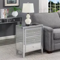 Gold Coast Large 3 Drawer Mirrored End Table