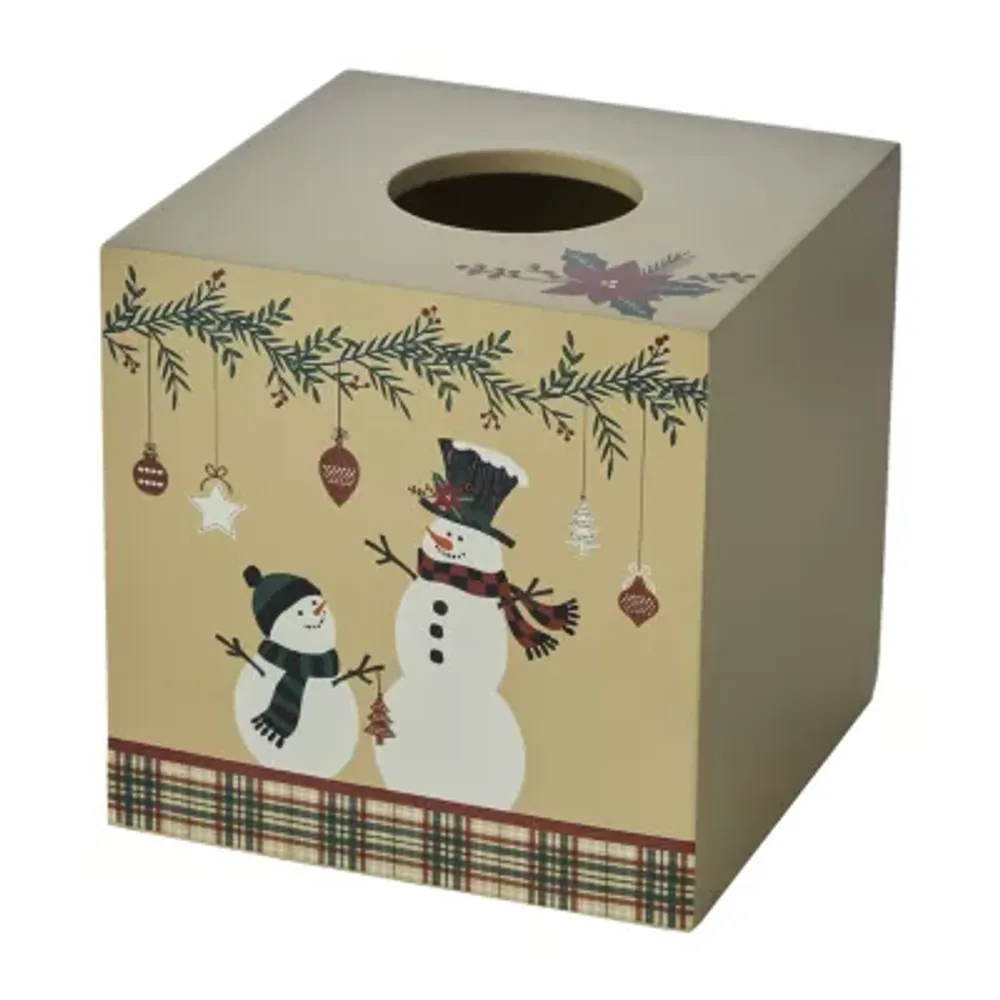 Saturday Knight Rustic Plaid Snowman Tissue Box Cover