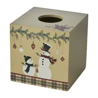 Saturday Knight Rustic Plaid Snowman Tissue Box Cover