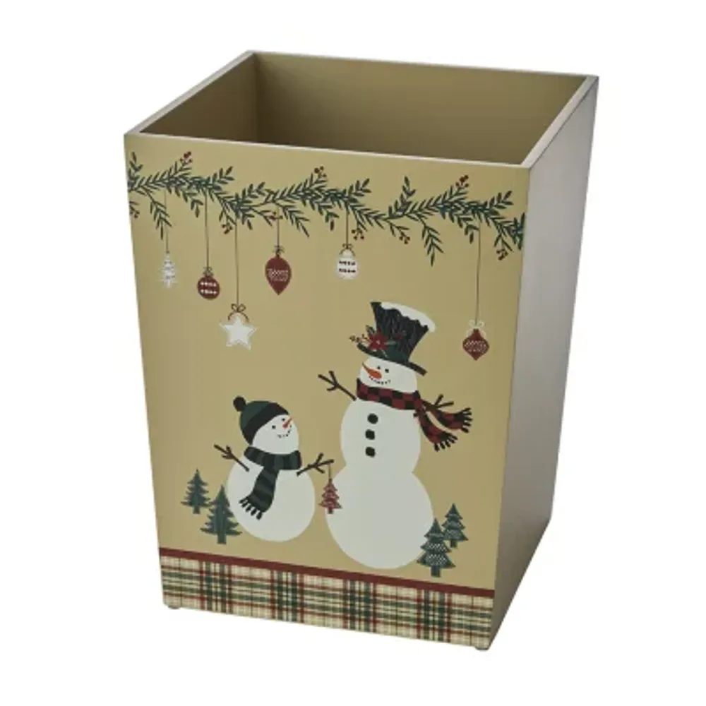 Saturday Knight Rustic Plaid Snowman Waste Basket