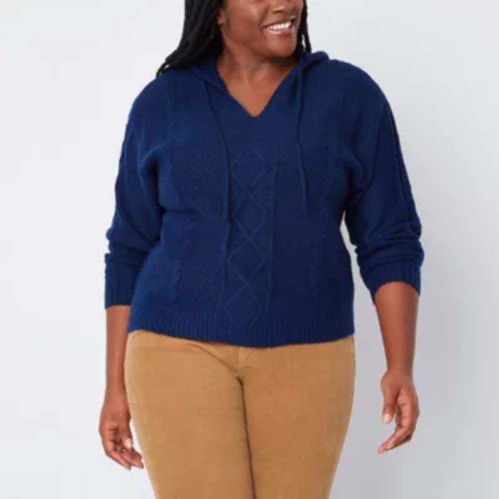 St. John's Bay Plus Womens Hooded Long Sleeve Pullover Sweater | Plaza Las  Americas