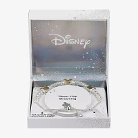 Disney Classics Cubic Zirconia 14K Gold Over Brass Pure Silver Over Brass Mickey Mouse Bolo Bracelet