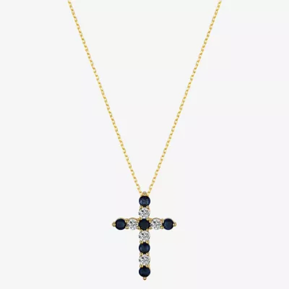 Gratitude & Grace Faith Cubic Zirconia 14K Gold Over Brass 16 Inch Cable Cross Pendant Necklace