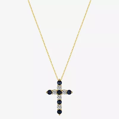 Gratitude & Grace Faith Cubic Zirconia 14K Gold Over Brass 16 Inch Cable Cross Pendant Necklace