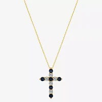 Gratitude & Grace Faith Cubic Zirconia 14K Gold Over Brass 16 Inch Cable Cross Pendant Necklace