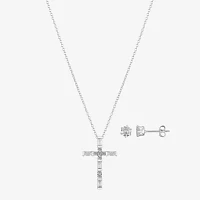 Gratitude & Grace Faith Cubic Zirconia Pure Silver Over Brass Cross Jewelry Set