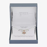 Gratitude & Grace Mom Cubic Zirconia 14K Gold Over Brass Pure Silver Over Brass 16 Inch Cable Angel Pendant Necklace