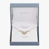 Gratitude & Grace Dream Cubic Zirconia 14K Gold Over Brass 16 Inch Cable Butterfly Pendant Necklace