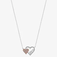 Footnotes Mom Cubic Zirconia 14K Gold Over Silver Sterling Silver 16 Inch Cable Heart Pendant Necklace