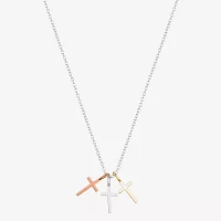 Footnotes Faith 14K Gold Over Silver 14K Rose Gold Over Silver 16 Inch Cable Cross Pendant Necklace