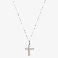 Footnotes Hope Mother Of Pearl Sterling Silver 16 Inch Cable Cross Pendant Necklace