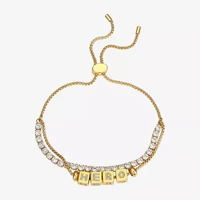 Footnotes Hero Cubic Zirconia 14K Gold Over Brass Box Bolo Bracelet