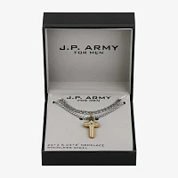 J.P. Army 2-pc. Cubic Zirconia Stainless Steel 24 Inch Box Cross Necklace Set