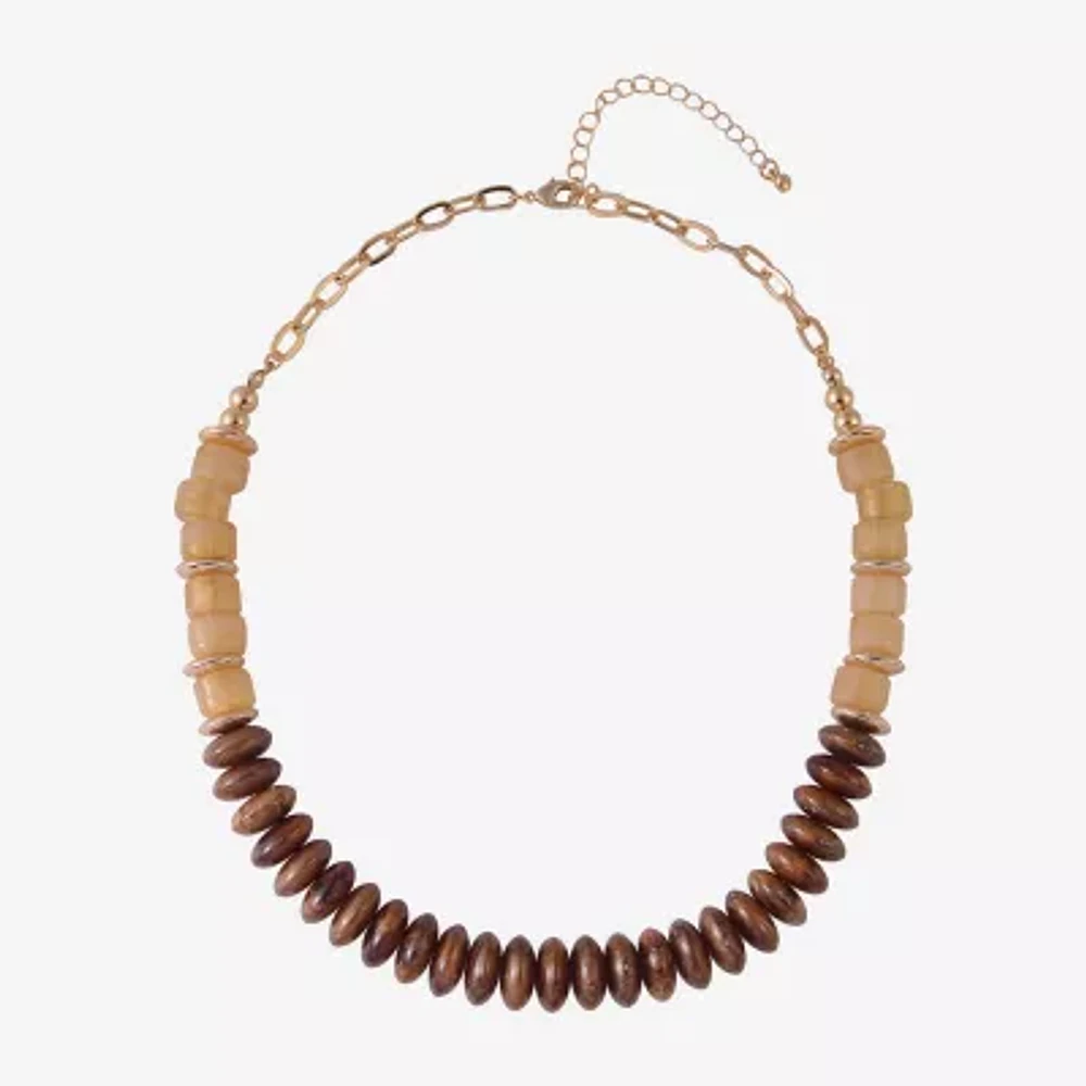 Mixit Gold Tone Inch Link Beaded Necklace