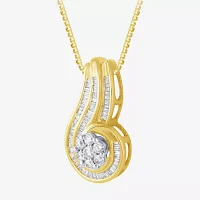 3/4 CT.T.W. Natural Diamond 10K Gold Swirl Pendant Necklace