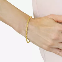 14K Gold 7.25 Inch Hollow Byzantine Chain Bracelet