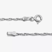 14K White Gold 18 - 24 Inch Solid Singapore Chain Necklace