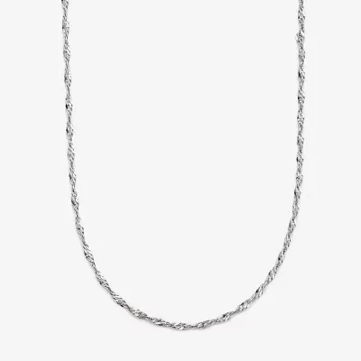 14K White Gold 18 - 24 Inch Solid Singapore Chain Necklace