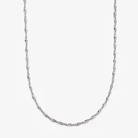 14K White Gold 18 - 24 Inch Solid Singapore Chain Necklace