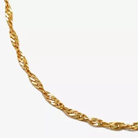 14K Gold 16 - 22 Inch Solid Singapore Chain Necklace