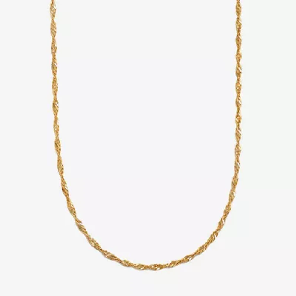 14K Gold 16 - 22 Inch Solid Singapore Chain Necklace