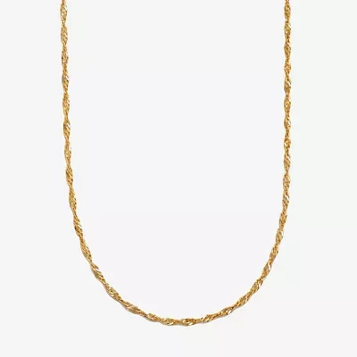 14K Gold 16 - 22 Inch Solid Singapore Chain Necklace