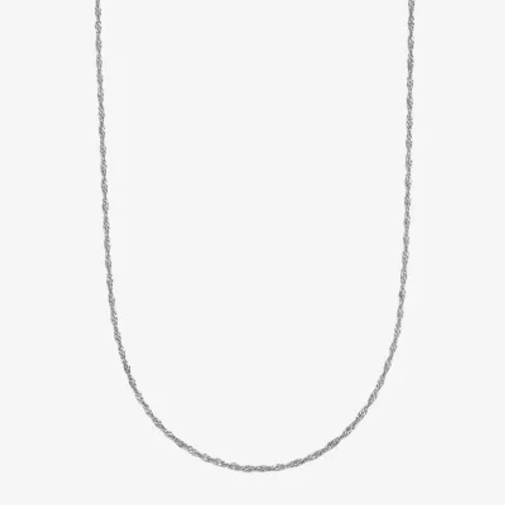 14K White Gold 20 Inch Solid Singapore Chain Necklace