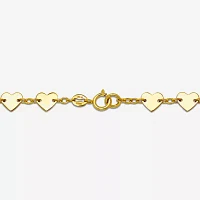 14K Gold 7.5 Inch Fashion Heart Link Bracelet