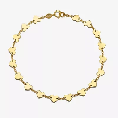 14K Gold 7.5 Inch Fashion Heart Link Bracelet