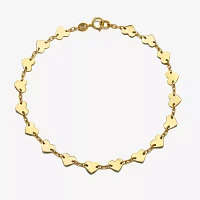 14K Gold 7.5 Inch Fashion Heart Link Bracelet