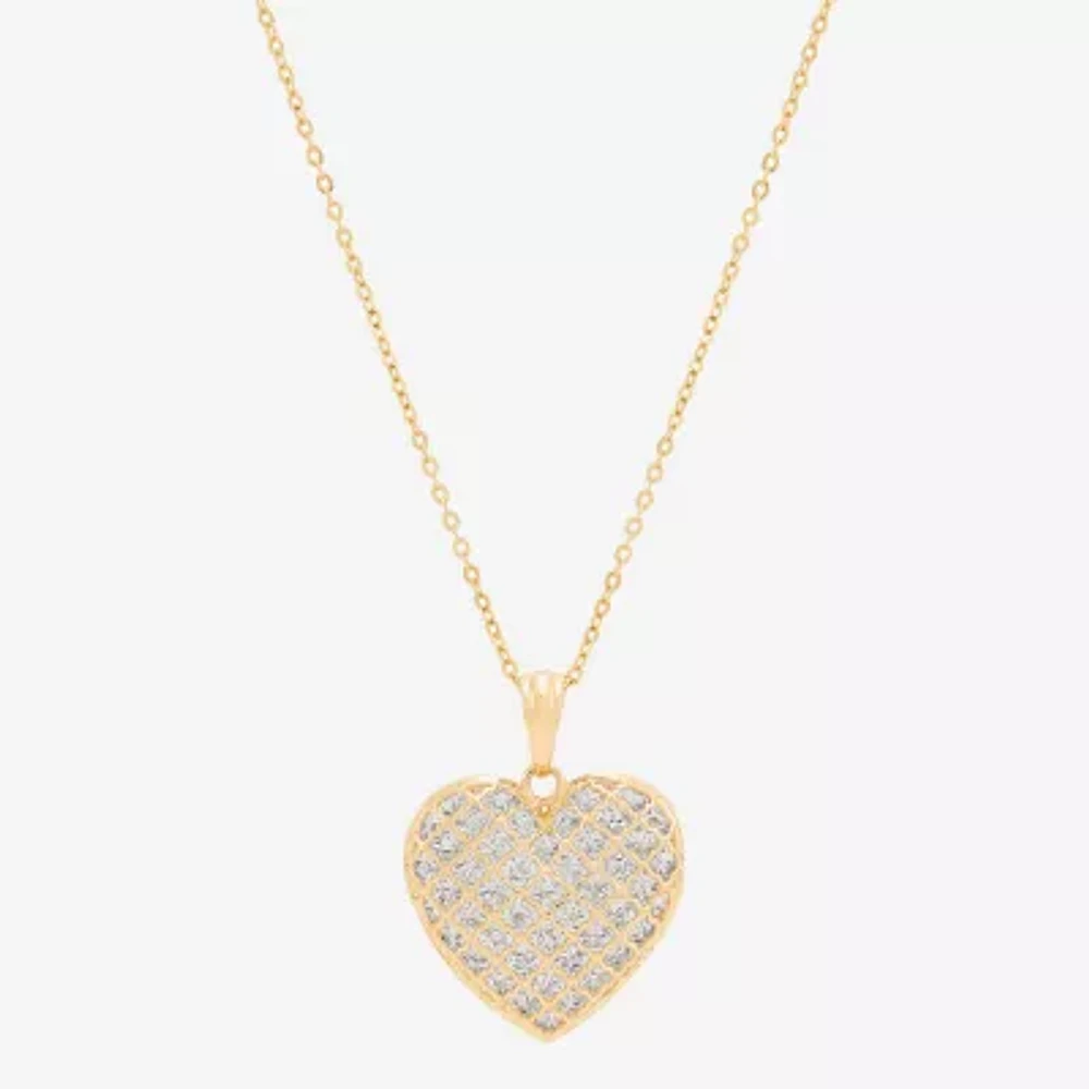 Mia Oro Womens 14K Gold Heart Pendant Necklace