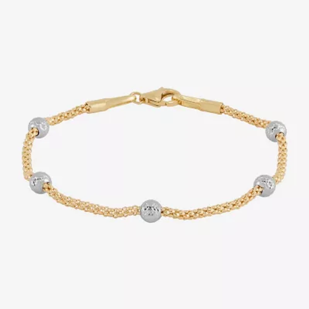 Mia Oro 14K Two Tone Gold 7.5 Inch Hollow Popcorn Link Bracelet