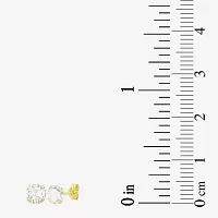 White Cubic Zirconia 14K Gold 4mm Round Stud Earrings