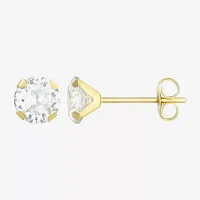 White Cubic Zirconia 14K Gold 5mm Round Stud Earrings