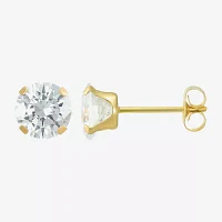 White Cubic Zirconia 14K Gold Round 3 Pair Earring Set