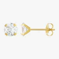 White Cubic Zirconia 14K Gold Round 3 Pair Earring Set