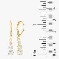 White Cubic Zirconia 14K Gold Round Drop Earrings