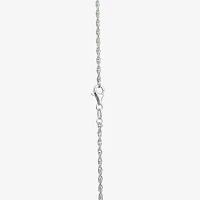Mens White Cubic Zirconia Sterling Silver Cross Dog Tag 24 Inch Pendant Necklace