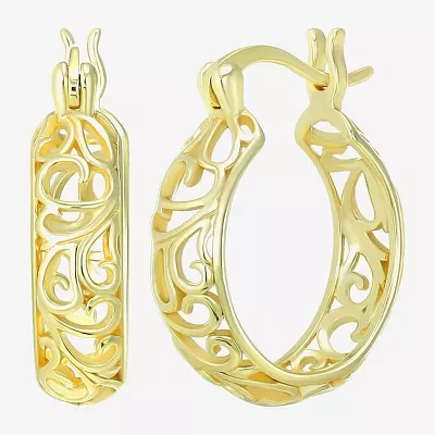 24K Gold Over Silver 18mm Round Hoop Earrings