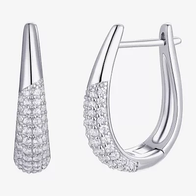 White Cubic Zirconia Sterling Silver 20mm Round Hoop Earrings