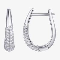 White Cubic Zirconia Sterling Silver 20mm Round Hoop Earrings