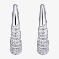 White Cubic Zirconia Sterling Silver 20mm Round Hoop Earrings