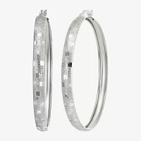 Sterling Silver 48mm Oval Hoop Earrings