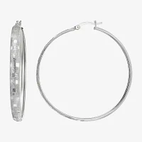 Sterling Silver 48mm Oval Hoop Earrings