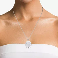 Womens Sterling Silver Oval Locket Necklace