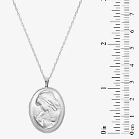 Womens Sterling Silver Oval Locket Necklace