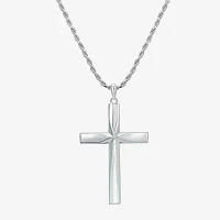 Mens Sterling Silver Cross Pendant Necklaces