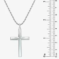 Mens Sterling Silver Cross Pendant Necklaces