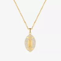 Mens White Cubic Zirconia 14K Gold Over Silver Pendant Necklace